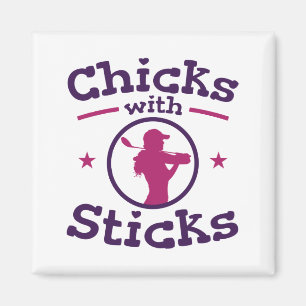 Chickar med Sticks Golf Golfing Golfer Women Magnet
