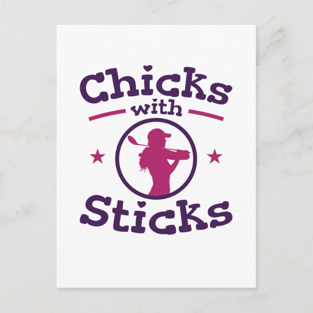 Chickar med Sticks Golf Golfing Golfer Women Vykort (Framsida)