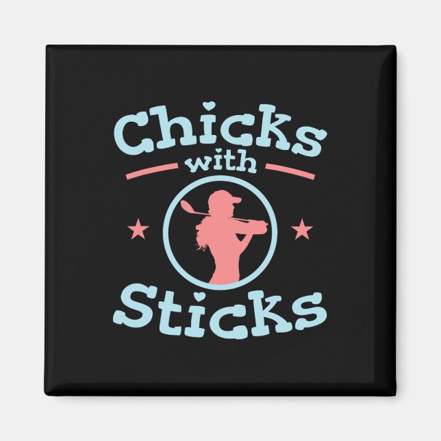 Chickar med Sticks Golf Women Klubb Magnet (Framsidan)