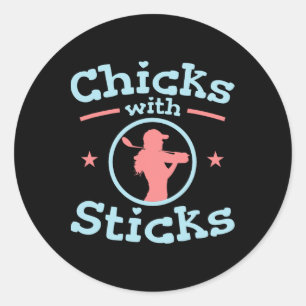 Chickar med Sticks Golf Women Klubb Runt Klistermärke
