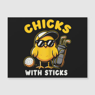 Chickar med Sticks Golfer Girl Woman Golf Klubb Go