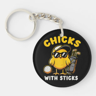 Chickar med Sticks Golfer Girl Woman Golf Klubb Go