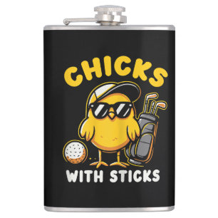 Chickar med Sticks Golfer Girl Woman Golf Klubb Go Fickplunta