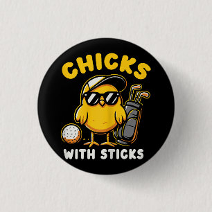 Chickar med Sticks Golfer Girl Woman Golf Klubb Go Knapp