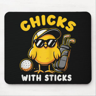Chickar med Sticks Golfer Girl Woman Golf Klubb Go Musmatta