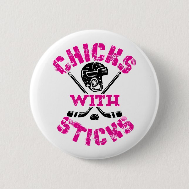 Chickar med Sticks Hockey Women Girls Knapp (Framsida)