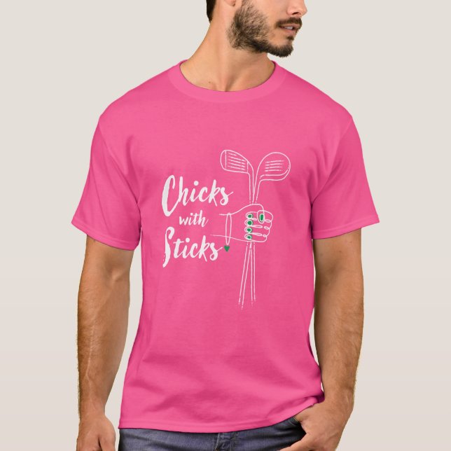 Chickar med Sticks La T Shirt (Framsida)