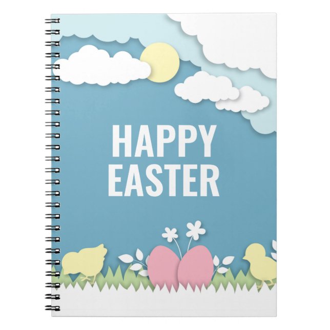 chickar och ägg av glad påsk anteckningsbok (Framsidan)