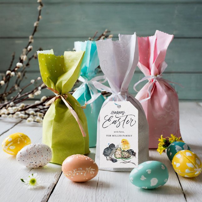 Chickar och bo i baby | GLAD PÅSK Presentetikett (Skapare uppladdad)