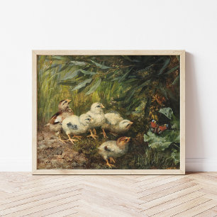 Chickar och fjäril Franz Xaver Birkinger Poster