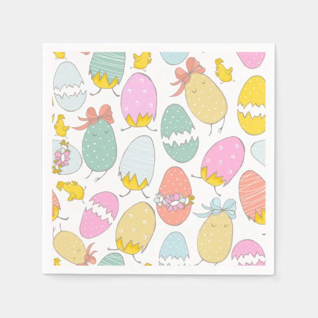 Chickar och Påskägg för Cute Hatching Pappersservett (Framsidan)