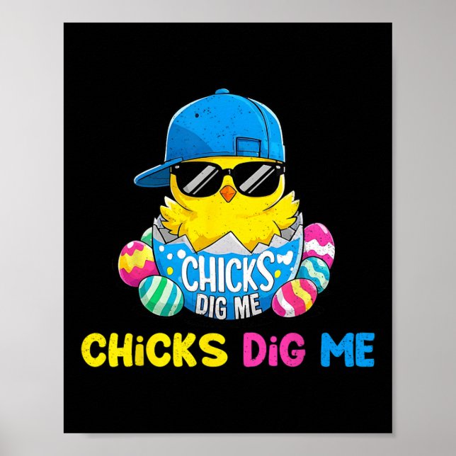 Chickar på Påsk-dagen Gräver mig Coola-fläckad Chi Poster (Framsidan)