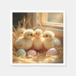 Chickar påsk Baby med Gingham Eggs Pappersservett