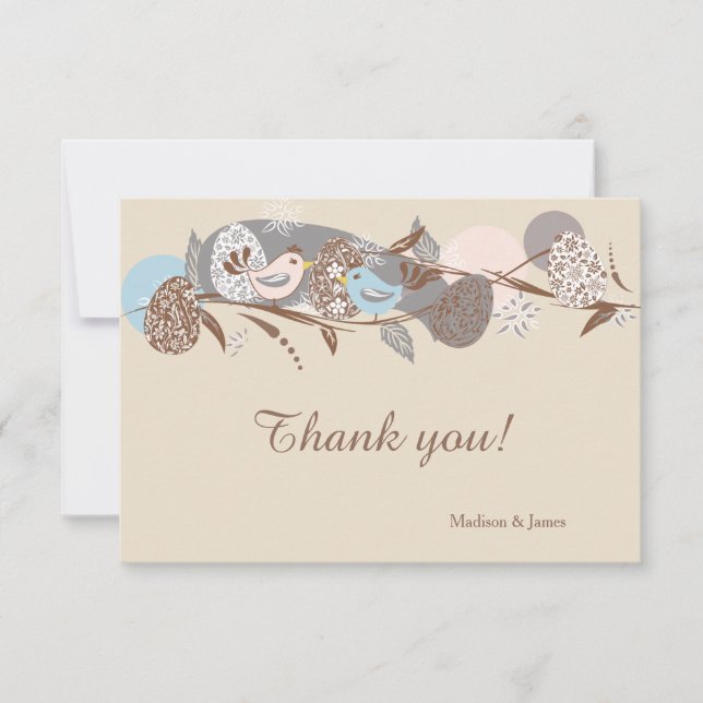 Chickar Rosa och blå Tack Kort (Framsida)