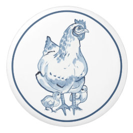 Chickarna Delft av Farmhouse Blue & White Chicken  Knopp