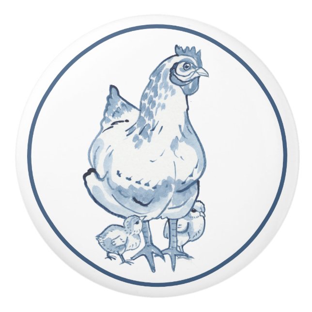 Chickarna Delft av Farmhouse Blue & White Chicken  Knopp (Framsidan)