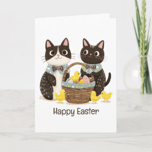 Chickarna glad påsk Cats Påsk Basket Baby Kort