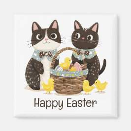 Chickarna glad påsk Cats Påsk Basket Baby Magnet