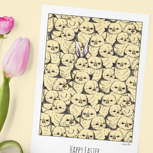 Chickarna humor en i en miljon Chick Påsk Helgkort (Funny & cute Easter Illustrated Card with editable inside text "You're one in a million chicks". )