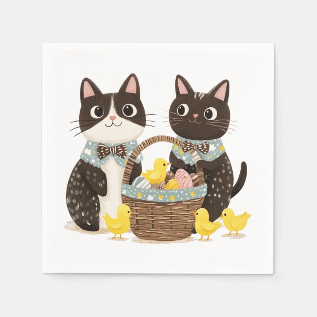 Chickarna påsk Cats Påsk Basket Baby Pappersservett (Framsidan)