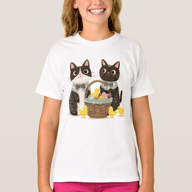 Chickarna påsk Cats Påsk Basket Baby T Shirt (Framsida)
