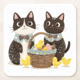 Chickarna påsk Cats Påsk Basket Baby Underlägg Papper Kvadrat