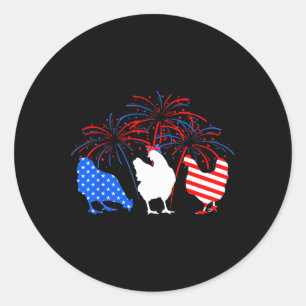 Chicken 4:e juli Fireworks American Flagga Chicken Runt Klistermärke