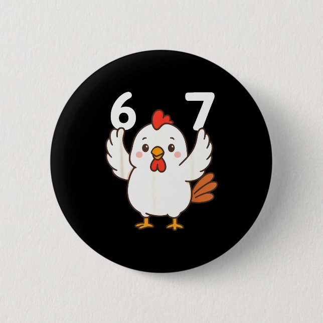 Chicken 67 Meme Six Seven Funny Gen Alpha  Knapp (Framsida)