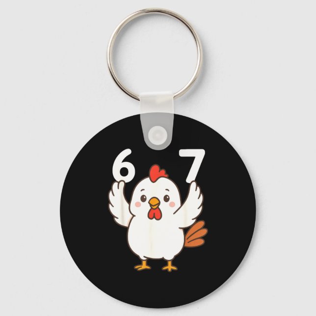 Chicken 67 Meme Six Seven Funny Gen Alpha  Nyckelring (Framsida)