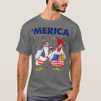 Chicken â€ Spelmerica American Flagga   (2)  T Shirt