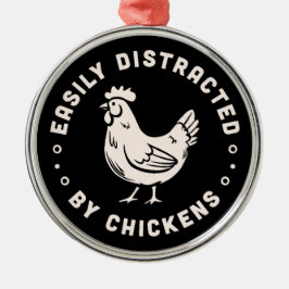 Chicken älskare citerar som lätt distraheras av ky julgransprydnad metall