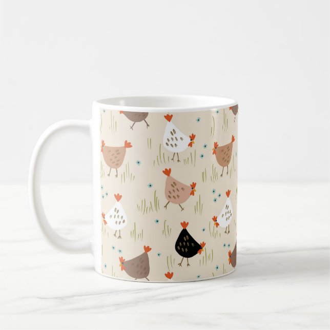 Chicken älskare Farmyard Land Kitchen Decor Kaffemugg (Vänster)
