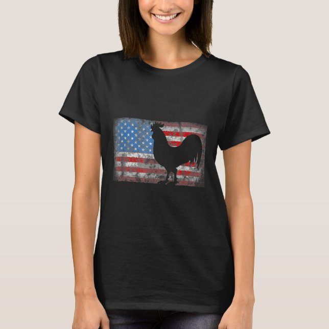 Chicken Älskare Grunge American Flagga Usa T Shirt (Framsida)