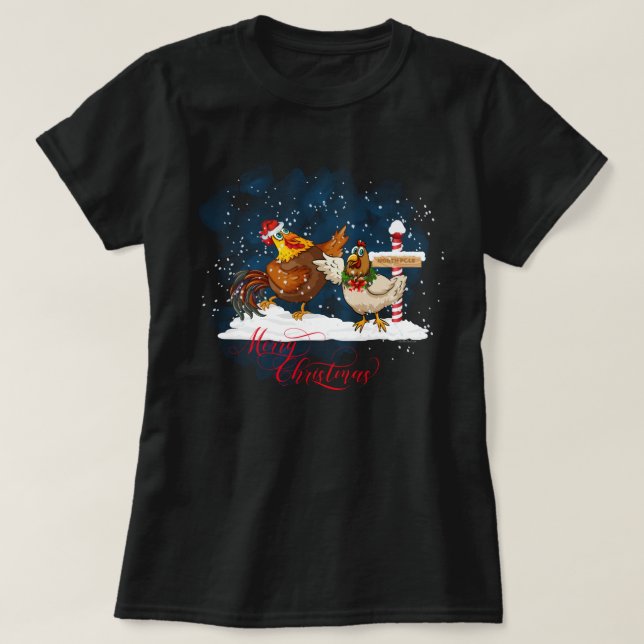 Chicken Älskare jul, Nordpolen T Shirt (Design framsida)