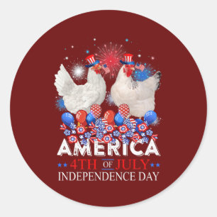 Chicken America 4:e juli Independence day USA Runt Klistermärke