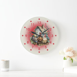 Chicken and Chicken House Farm Stor Klocka