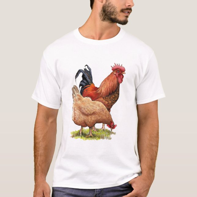 Chicken And Rooster Art, Poultry, Farm Animals T Shirt (Framsida)