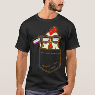 Chicken Animal Pocket Farm LGBTQ Aseual Flagga Ace T Shirt