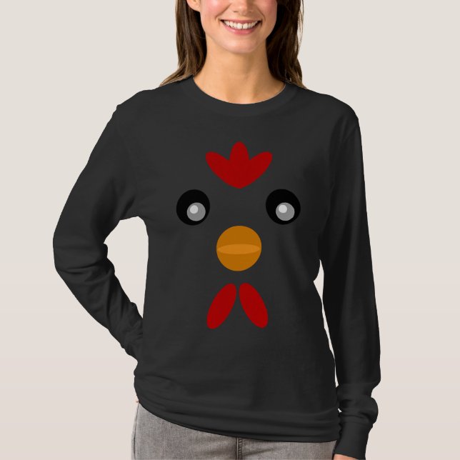 Chicken Ansikte Cute Chick T Shirt (Framsida)