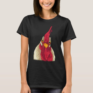 Chicken Ansikte Staring Funny Teckning Graphic T Shirt