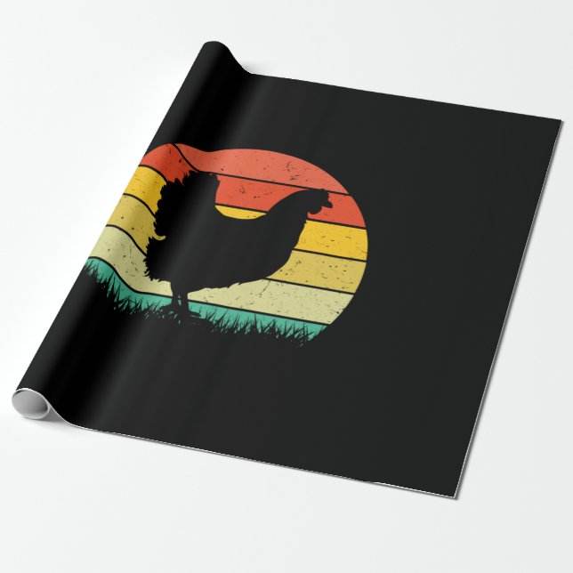 Chicken Art Chicken Retro Vintaage Presentpapper (Utrullad)