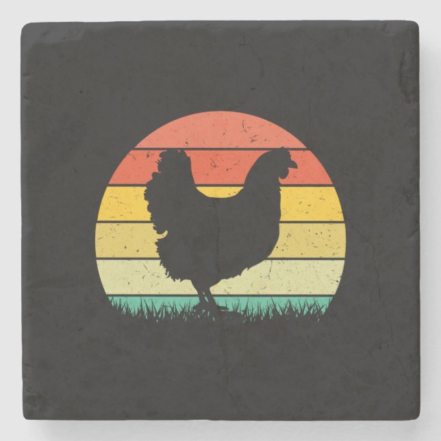 Chicken Art Chicken Retro Vintaage Stenunderlägg (Framsidan)