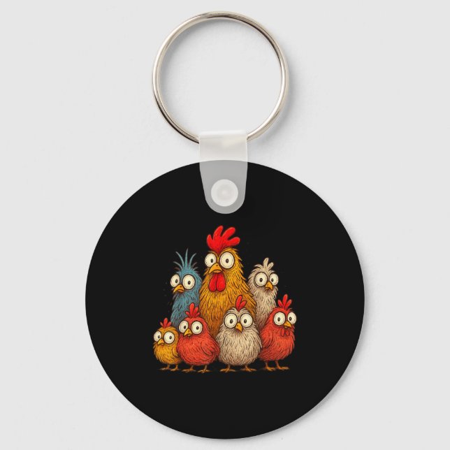 Chicken Art Crazy Chicken For Men Women Kid Boy Fa Nyckelring (Framsida)