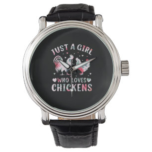 Chicken Art Girl som Kärlek Chickens Armbandsur