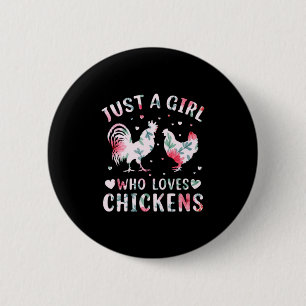 Chicken Art Girl som Kärlek Chickens Knapp