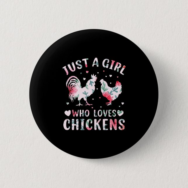 Chicken Art Girl som Kärlek Chickens Knapp (Framsida)