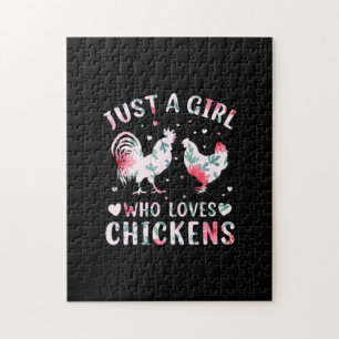 Chicken Art Girl som Kärlek Chickens Pussel