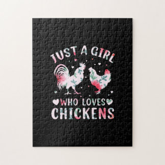 Chicken Art Girl som Kärlek Chickens Pussel