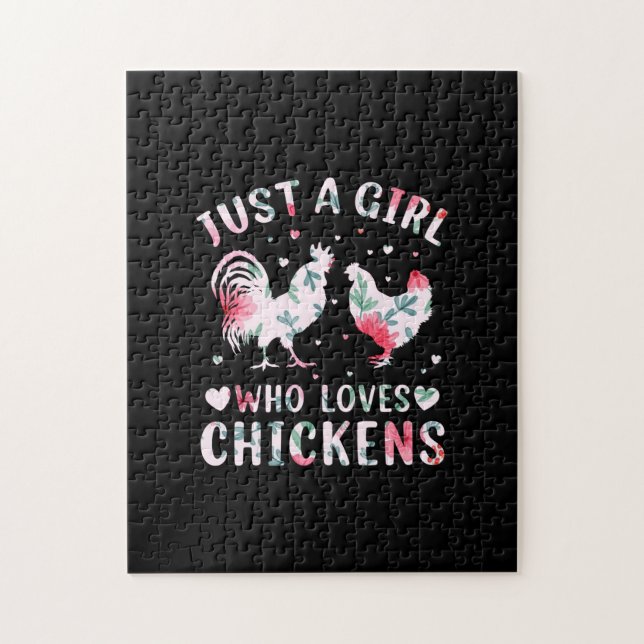 Chicken Art Girl som Kärlek Chickens Pussel (Vertikal)