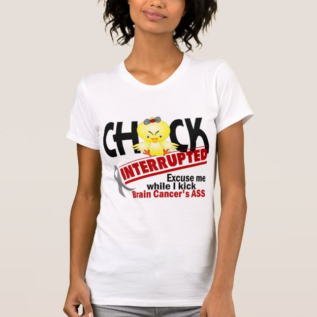 Chicken avbröt cancer för 2 hjärna tee shirt (Framsida)